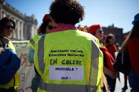 Protest For Better Wages And Better Public Services In Toulouse