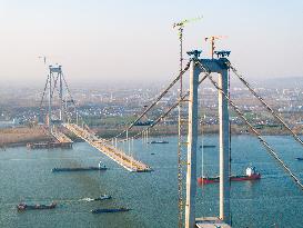 Longtan Yangtze River Bridge under Construction in Nanji