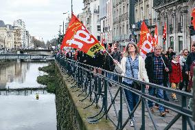 Public Workers Protest In Rennes, France