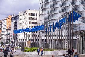 EU Flags In Brussels