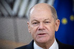 Olaf Scholz The Federal Chancellor Of Germany At The European Council