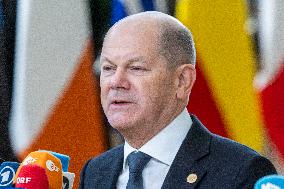 Olaf Scholz The Federal Chancellor Of Germany At The European Council