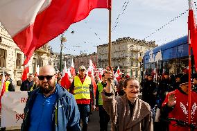 Polish Farmers Protest In Krakow