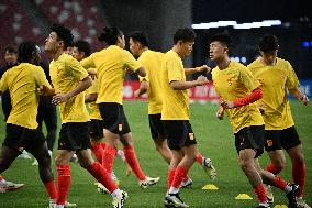 (SP)SINGAPORE-FOOTBALL-FIFA WORLD CUP QUALIFIER-CHINA-TRAINING