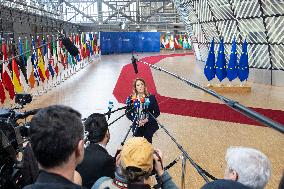 Roberta Metsola President Of The European Parliament Attends The European Council Summit