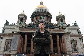 Yaroslav Dronov (Shaman) Walks In St. Petersburg, Russia.