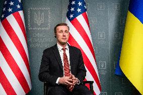 U.S. White House National Security Advisor Jake Sullivan And Head Of Ukraine's Presidential Office Andriy Yermak Attend A News B