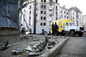 Impact of Russian missile strike on Shevchenkivskyi district of Kyiv