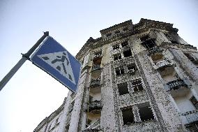 Impact of Russian missile strike on Shevchenkivskyi district of Kyiv