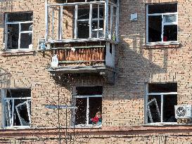 Impact of Russian missile strike on Shevchenkivskyi district of Kyiv