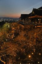 Kiyomizu temple lit up in Kyoto