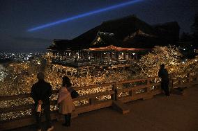 Kiyomizu temple lit up in Kyoto