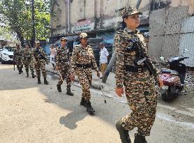 Central Reserve Police Force (CRPF) Personnel Conduct Route March Ahead Of The 2024 Lok Sabha Election , In Kolkata, India