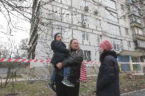 Russian missile debris damages apartment building in Dnipro