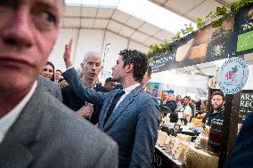 Gabriel Attal and Franck Riester at the Cheese and Wine Fair in Coulommiers