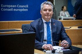 Chancellor Of Austria Karl Nehammer At The European Council Summit