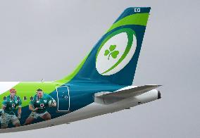New livery of the Irish Rugby Team on the Aer Lingus company