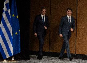 Kyriakos Mitsotakis And Justin Trudeau Meet - Montreal