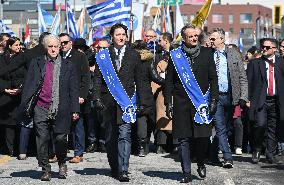 Trudeau and Mitsotakis  at Greek Independence Day parade in Montreal