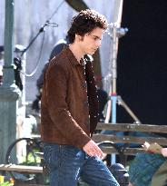 Timothee Chalamet and Edward Norton on set in New York