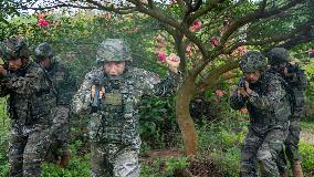 Armed Police Officers And Soldiers Tactical Training