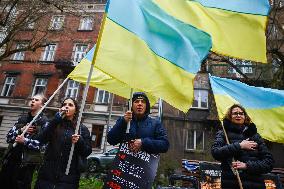 Protest In Solidarity With Ukraine In Krakow, Poland