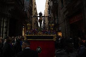 Procession During Palm Sunday In Barcelona.