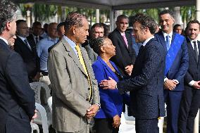President Macron Attends A Ceremony In Cayenne - French Guiana