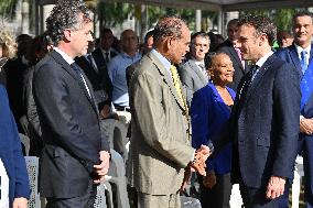 President Macron Attends A Ceremony In Cayenne - French Guiana