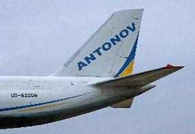 An Antonov brings to Barcelona one of the sailboats that will participate in the Americas Cup 2024