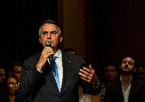 Brazil’s Former President Jair Bolsonaro And His Wife Michelle Bolsonaro Attend An Event At The Municipal Theatre In Sao Paulo,