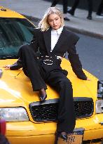 Gigi Hadid Films A Commercial - NYC