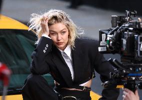 Gigi Hadid Films A Commercial - NYC