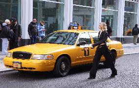 Gigi Hadid Films A Commercial - NYC