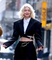 Gigi Hadid Films A Commercial - NYC