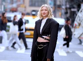 Gigi Hadid Films A Commercial - NYC