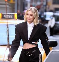 Gigi Hadid Films A Commercial - NYC