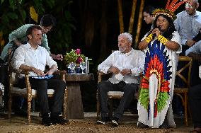 Macron And Lula Meet Raoni At Combu Island - Brazil