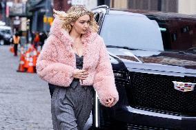 Gigi Hadid Films A Commercial - NYC