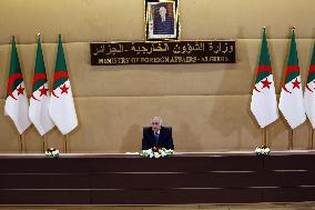 Algerian Minister Of Foreign Affairs Ahmed Attaf Hosts A Press Conference (Gaza)