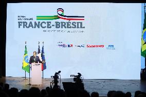 Minister of Finance Fernando Haddad speaks at the Brazil-France Economic Forum in São Paulo