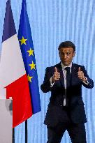 President of France Emmanuel Macron at the closing of the 8th Economic Forum Brazil France