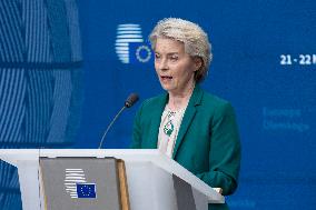 President Of The European Commission Ursula Von Der Leyen At The European Council