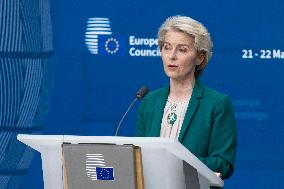 President Of The European Commission Ursula Von Der Leyen At The European Council