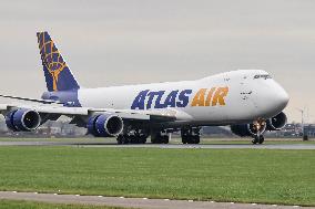 Atlas Air Boeing 747-8F Cargo Aircraft Landing In Amsterdam