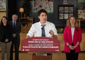 Justin Trudeau Visits Child Care Center - Canada