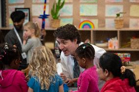 Justin Trudeau Visits Child Care Center - Canada