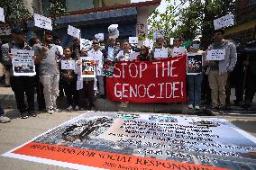 Nepali Doctors Protest For Peace In Gaza Outside The Israeli Embassy In Kathmandu