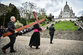 Stations of the Cross procession in Paris