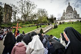 Stations of the Cross procession in Paris